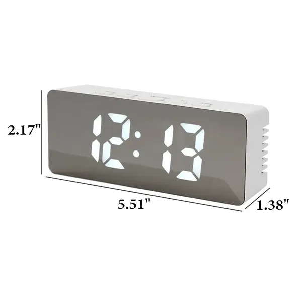 LED Mirror Light-Sensitive Clock with Temperature Display - LED Mirror Light-Sensitive Clock with Temperature Display - Image 1 of 5