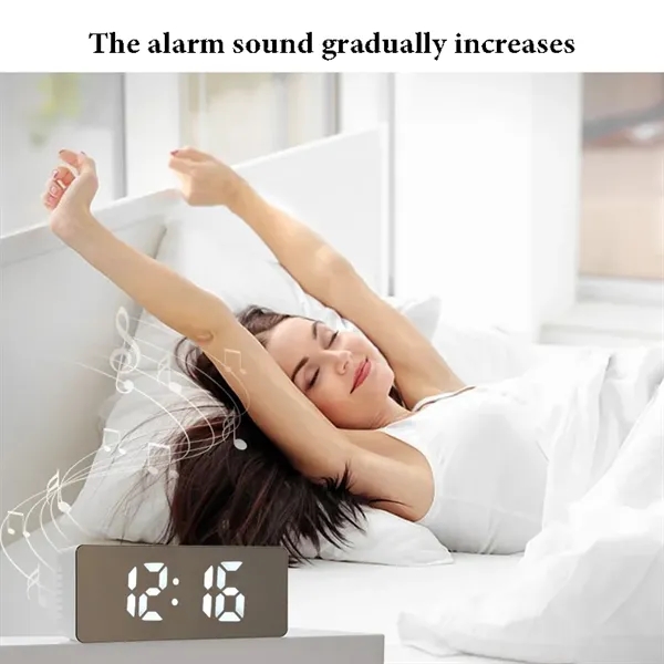 LED Mirror Light-Sensitive Clock with Temperature Display - LED Mirror Light-Sensitive Clock with Temperature Display - Image 3 of 5