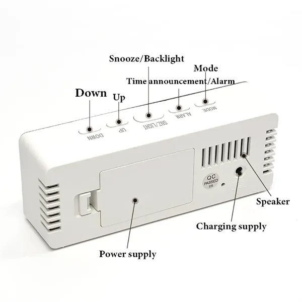 LED Mirror Light-Sensitive Clock with Temperature Display - LED Mirror Light-Sensitive Clock with Temperature Display - Image 4 of 5