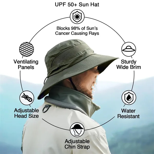 Wide-Brim Hiking & Fishing Sun Hat - Wide-Brim Hiking & Fishing Sun Hat - Image 3 of 3