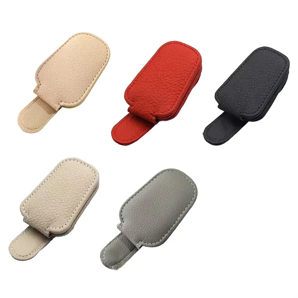 Magnetic Leather Sunglasses Holder And Ticket Card Clip - Magnetic Leather Sunglasses Holder And Ticket Card Clip - Image 2 of 4