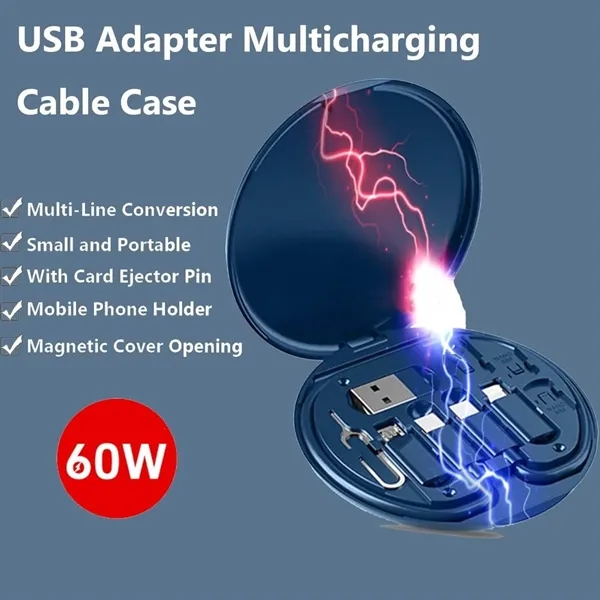 60w Fast Charge 9 in 1 Black Multi Charging Cable Case - 60w Fast Charge 9 in 1 Black Multi Charging Cable Case - Image 6 of 7