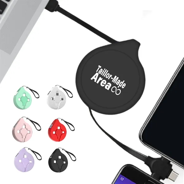 Retractable 3 in 1 Black Charging Cable Lanyard Charger Cord - Retractable 3 in 1 Black Charging Cable Lanyard Charger Cord - Image 0 of 7