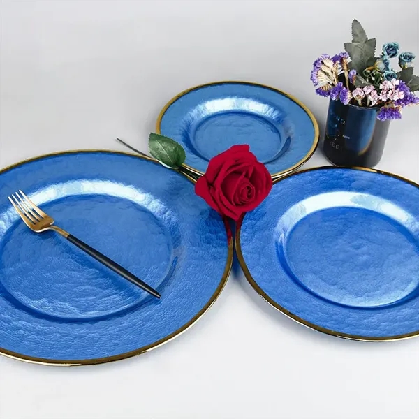 10" Gold Foil Rim Glass Charger Plates - 10" Gold Foil Rim Glass Charger Plates - Image 5 of 10