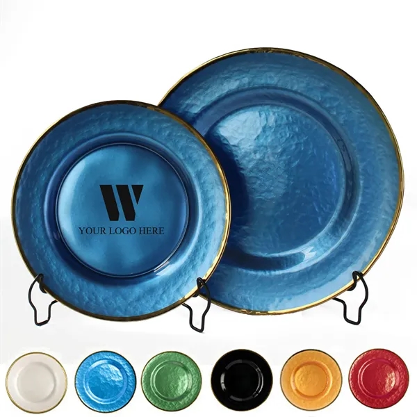 10" Gold Foil Rim Glass Charger Plates - 10" Gold Foil Rim Glass Charger Plates - Image 0 of 10