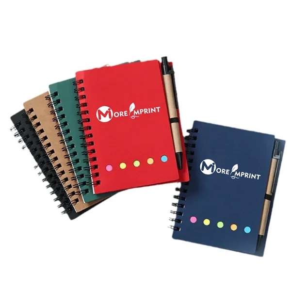 5.5 inch Pocket Spiral Notebook W/ Sticky Notes and Pen - 5.5 inch Pocket Spiral Notebook W/ Sticky Notes and Pen - Image 3 of 4