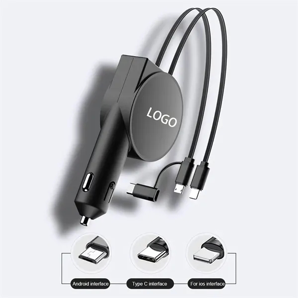 60W Retractable Car Phone Charger with Cables Fast Charging - 60W Retractable Car Phone Charger with Cables Fast Charging - Image 0 of 4