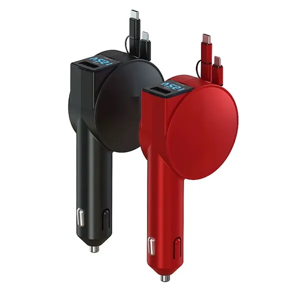 60W Retractable Car Phone Charger with Cables Fast Charging - 60W Retractable Car Phone Charger with Cables Fast Charging - Image 2 of 4