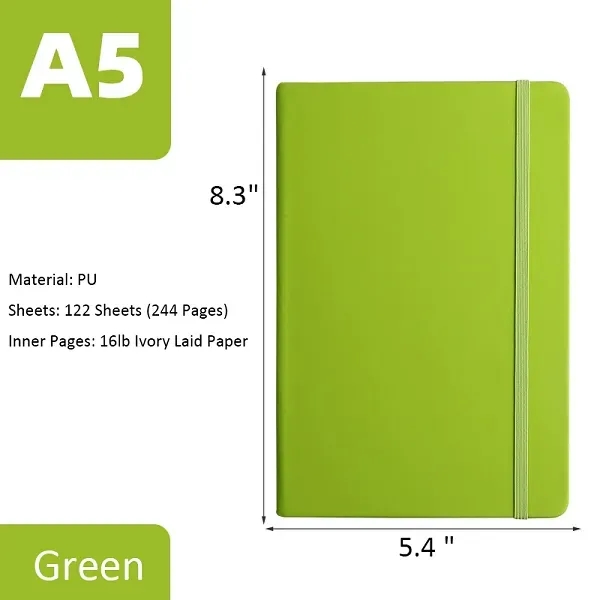 PU Leather Notebook with Elastic Strap - PU Leather Notebook with Elastic Strap - Image 5 of 14