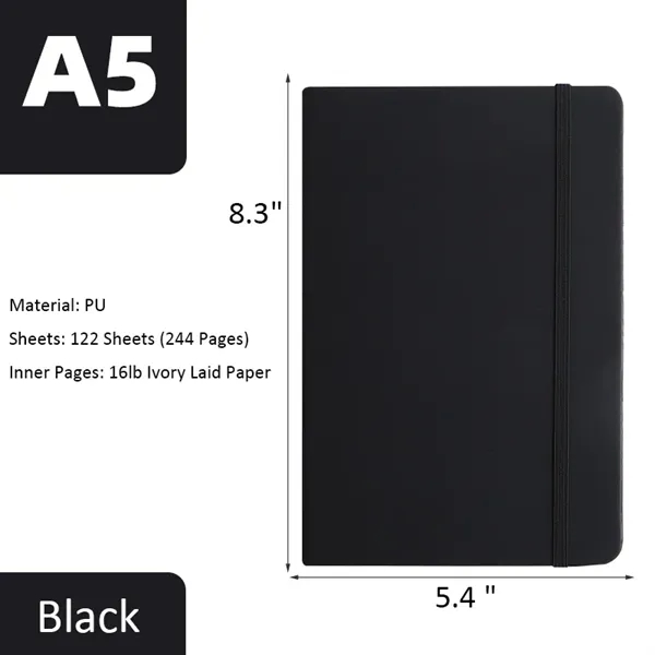 PU Leather Notebook with Elastic Strap - PU Leather Notebook with Elastic Strap - Image 8 of 14