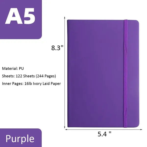 PU Leather Notebook with Elastic Strap - PU Leather Notebook with Elastic Strap - Image 9 of 14