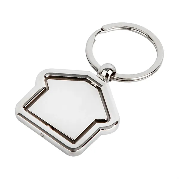 Metal Rotate House Shape Keychain