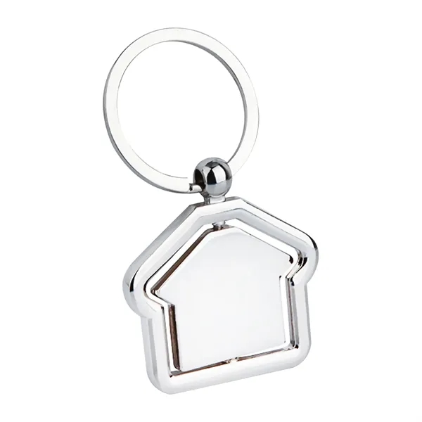 Metal Rotate House Shape Keychain