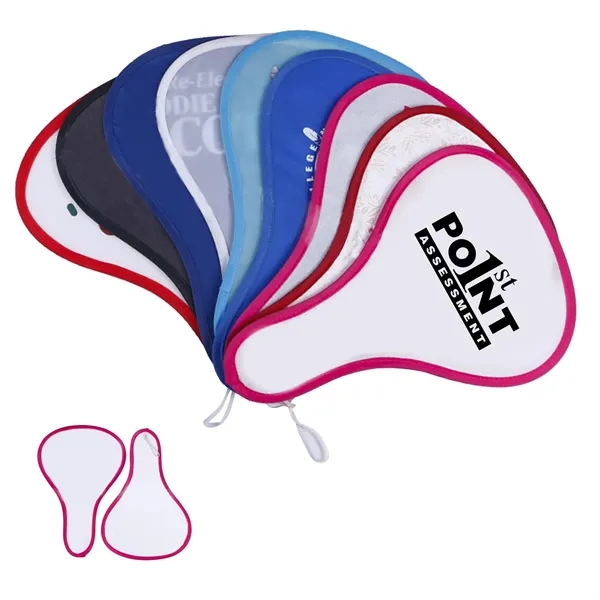 Foldable Nylon Hand Fan W/ Pouch