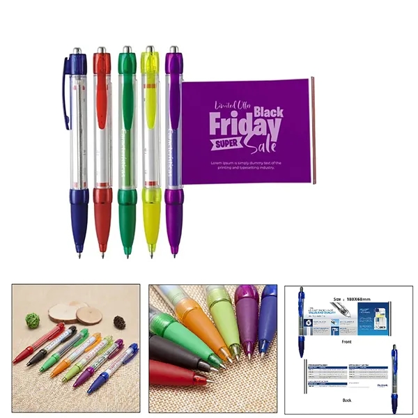 Advertising Plastic Push Ballpoint Pen with Print - Advertising Plastic Push Ballpoint Pen with Print - Image 0 of 8