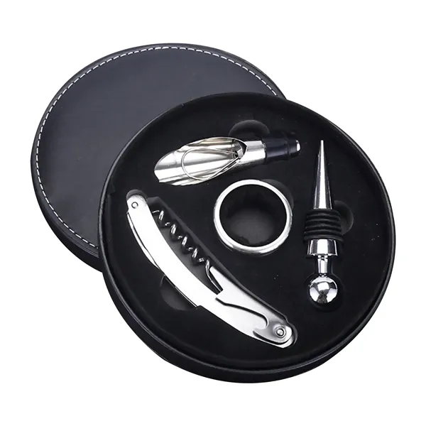 Leather Wine Opener Accessories Gift Set - Leather Wine Opener Accessories Gift Set - Image 1 of 2