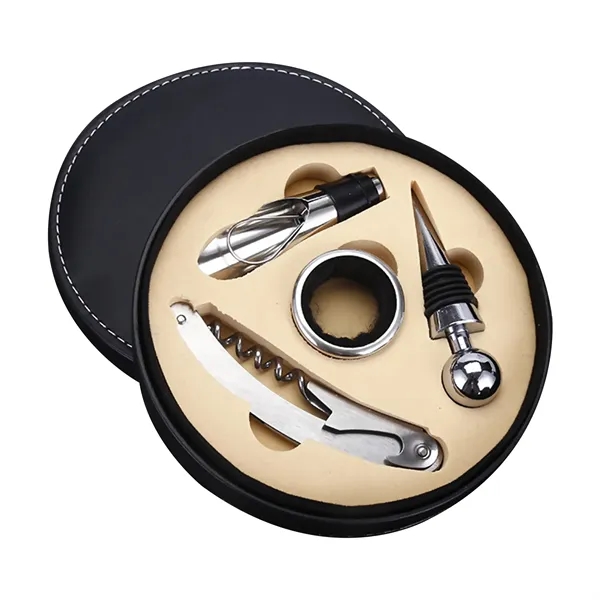 Leather Wine Opener Accessories Gift Set - Leather Wine Opener Accessories Gift Set - Image 2 of 2