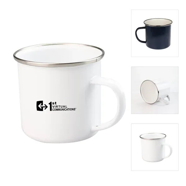 12 oz. White Enamel Mug Silver Rim With Case - 12 oz. White Enamel Mug Silver Rim With Case - Image 0 of 11
