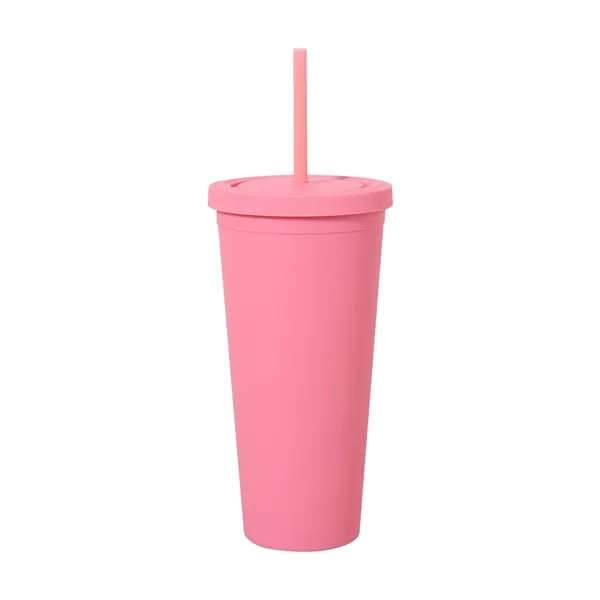 23 Oz. Colorfull Plastic Cups w/ Lid and Straw - 23 Oz. Colorfull Plastic Cups w/ Lid and Straw - Image 1 of 3