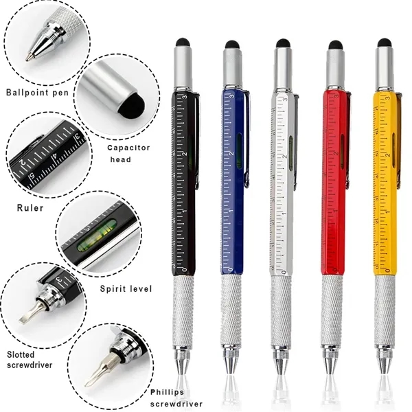 Metal six in one multifunctional tool pen - Metal six in one multifunctional tool pen - Image 0 of 9