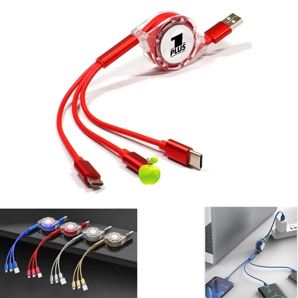 Portable 3 In 1 Retractable Charging Cable - Portable 3 In 1 Retractable Charging Cable - Image 0 of 10