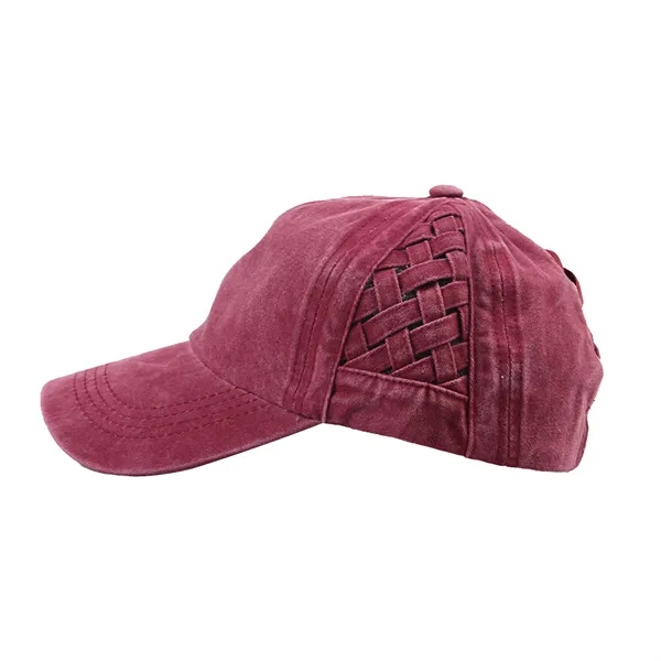 Washed Cotton Ladies' Ponytail Cap - Washed Cotton Ladies' Ponytail Cap - Image 2 of 3