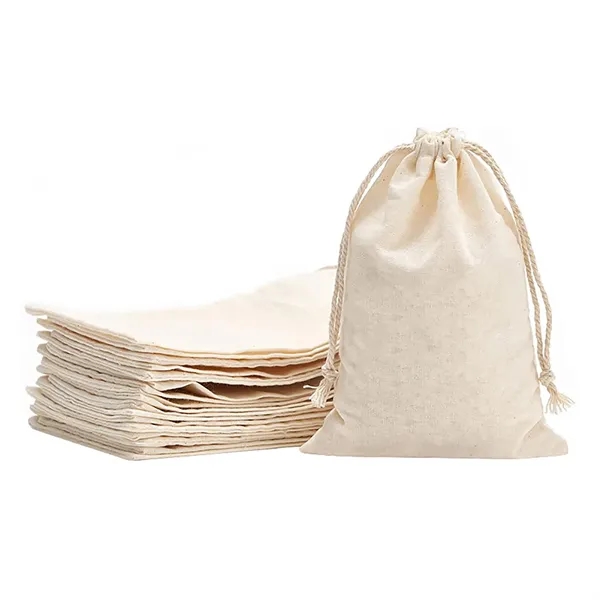 Cotton Gift Drawstring Bag10"H X 6"W - Cotton Gift Drawstring Bag10"H X 6"W - Image 2 of 5