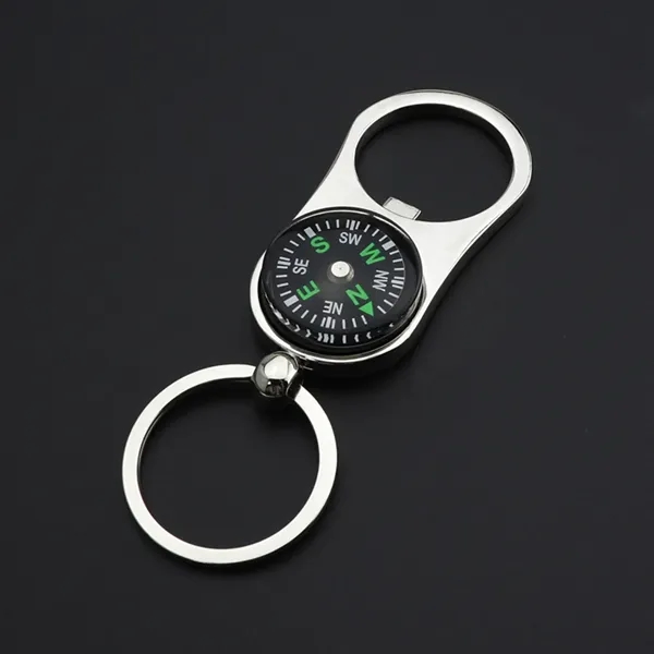 Metal Bottle Opener Compass Keychain - Metal Bottle Opener Compass Keychain - Image 1 of 7