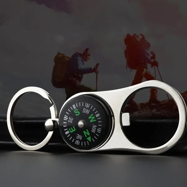 Metal Bottle Opener Compass Keychain - Metal Bottle Opener Compass Keychain - Image 6 of 7