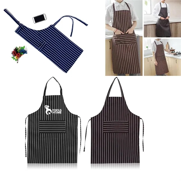 Striped Apron with Two Pockets - Striped Apron with Two Pockets - Image 0 of 11