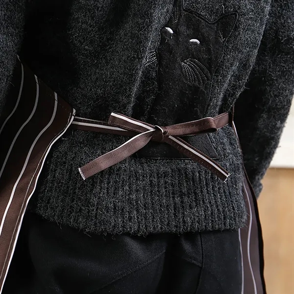 Striped Apron with Two Pockets - Striped Apron with Two Pockets - Image 6 of 11