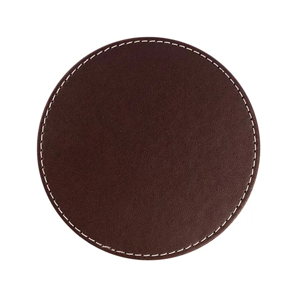 Leather 4 Round Coaster Set - Leather 4 Round Coaster Set - Image 13 of 14