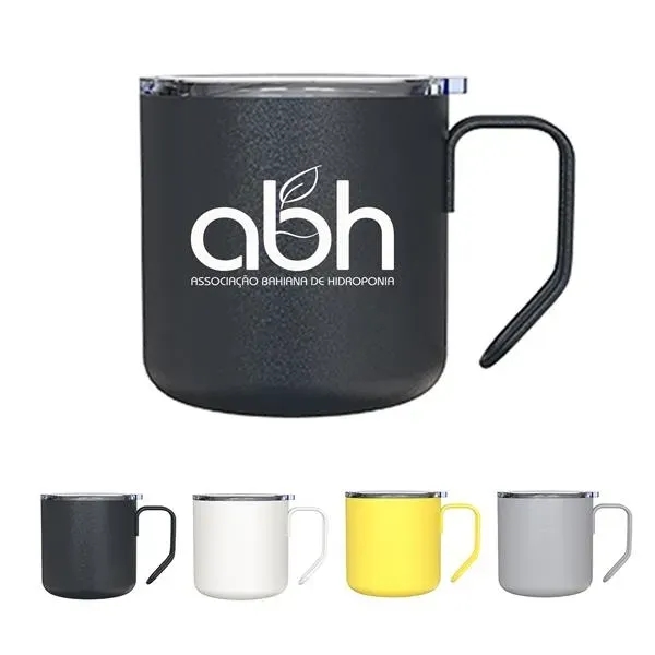 12 oz Stainless Steel Coffee Mug with Handle  Lid - 12 oz Stainless Steel Coffee Mug with Handle  Lid - Image 0 of 11