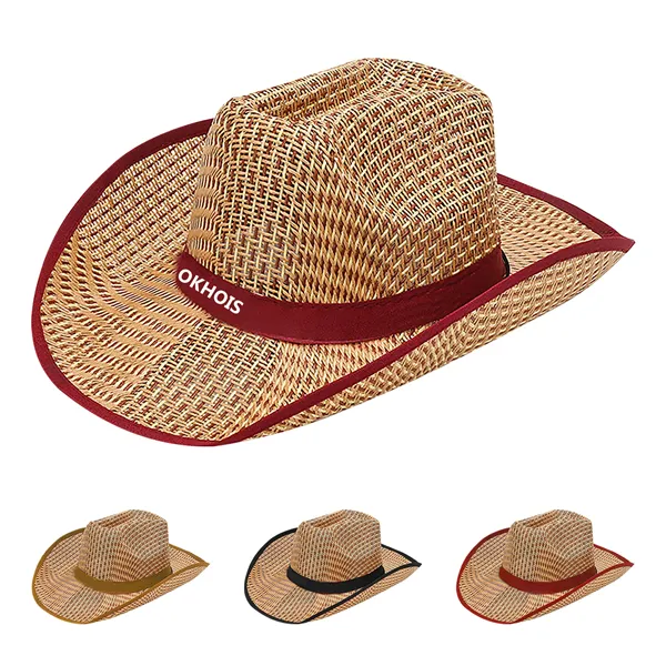 Straw Cowboy Hat With Customizable Band - Straw Cowboy Hat With Customizable Band - Image 0 of 9