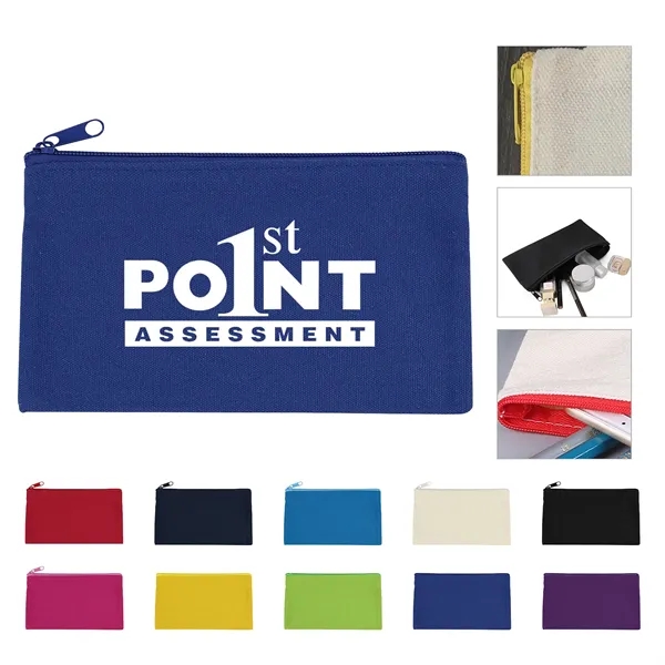 Multipurpose Zippered Canvas Pencil Pouch - Multipurpose Zippered Canvas Pencil Pouch - Image 0 of 3