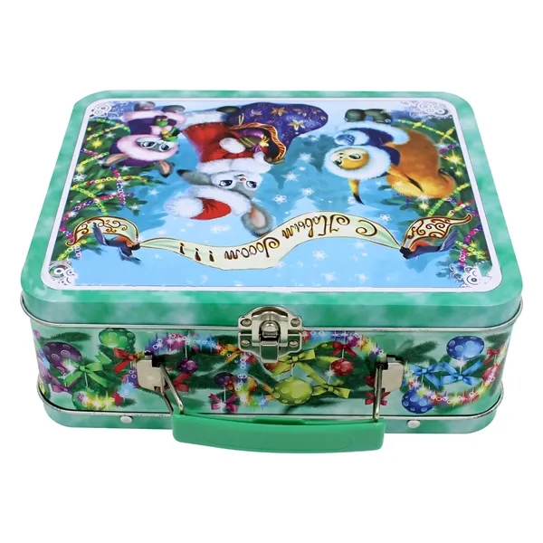 7.7"x6"  Retro Metal Lunch Box with Handle - 7.7"x6"  Retro Metal Lunch Box with Handle - Image 3 of 3