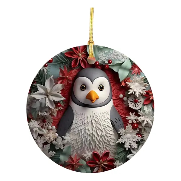 Two Side Printed Ceramic Christmas Tree Hanging Accessories