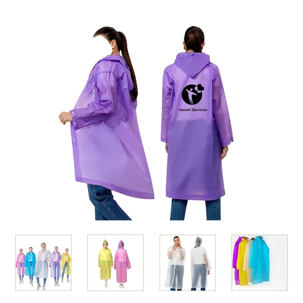 Transparent Reusable Rain Poncho - Transparent Reusable Rain Poncho - Image 0 of 17