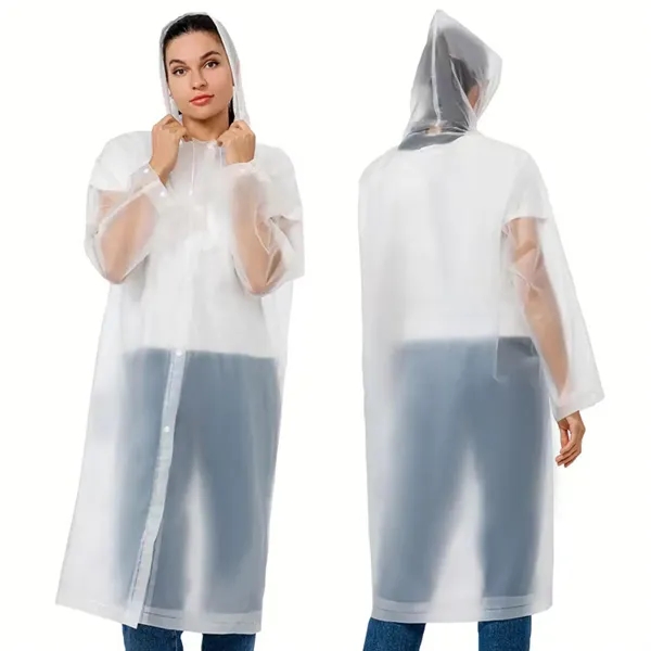 Transparent Reusable Rain Poncho - Transparent Reusable Rain Poncho - Image 4 of 17