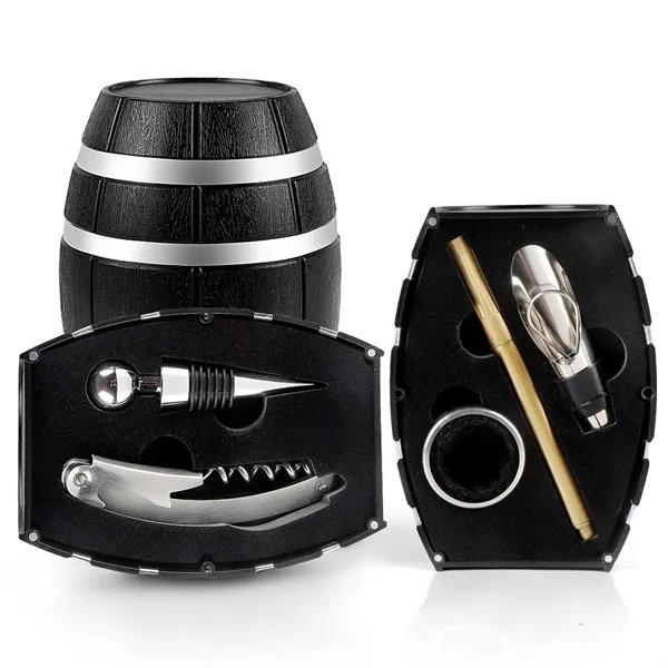 5 pieces Unique Barrel Shape Wine Acc Gift Set - 5 pieces Unique Barrel Shape Wine Acc Gift Set - Image 1 of 5