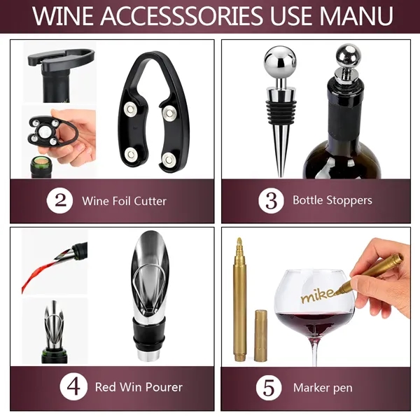 5 pieces Unique Barrel Shape Wine Acc Gift Set - 5 pieces Unique Barrel Shape Wine Acc Gift Set - Image 2 of 5