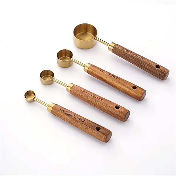 8Pcs Wood Handle Measuring Cup and Spoon Set - 8Pcs Wood Handle Measuring Cup and Spoon Set - Image 2 of 6