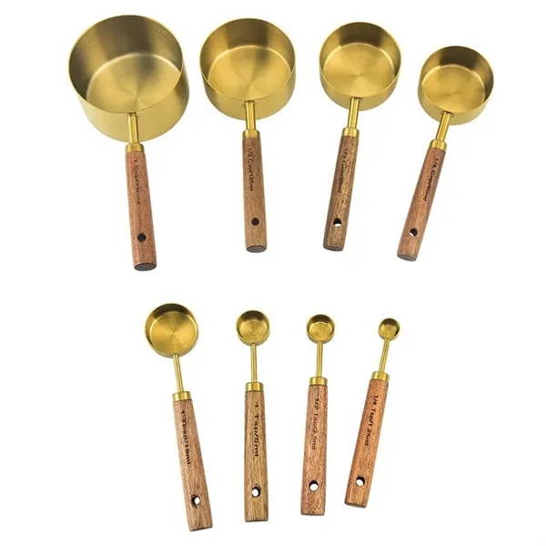 8Pcs Wood Handle Measuring Cup and Spoon Set - 8Pcs Wood Handle Measuring Cup and Spoon Set - Image 4 of 6