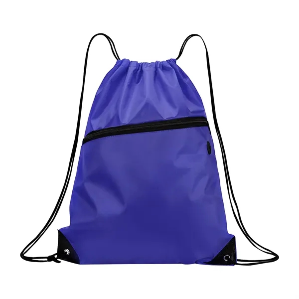 210D Cinch Bag w/Zipper pocket & Earbuds Slot - 210D Cinch Bag w/Zipper pocket & Earbuds Slot - Image 21 of 23