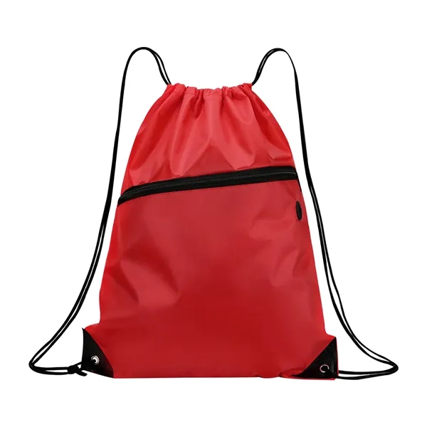 210D Cinch Bag w/Zipper pocket & Earbuds Slot - 210D Cinch Bag w/Zipper pocket & Earbuds Slot - Image 22 of 23
