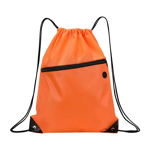 210D Cinch Bag w/Zipper pocket & Earbuds Slot - 210D Cinch Bag w/Zipper pocket & Earbuds Slot - Image 23 of 23