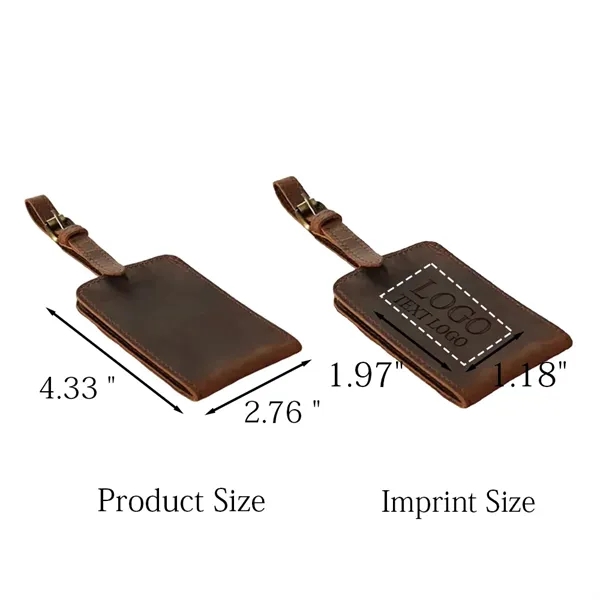 Brown Genuine Leather Luggage Tag - Brown Genuine Leather Luggage Tag - Image 1 of 5