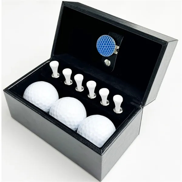 Luxury Golf Gift Set with Leather Box Ball and Tee - Luxury Golf Gift Set with Leather Box Ball and Tee - Image 2 of 7