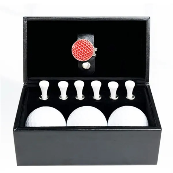 Luxury Golf Gift Set with Leather Box Ball and Tee - Luxury Golf Gift Set with Leather Box Ball and Tee - Image 3 of 7