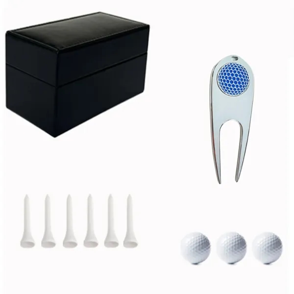 Luxury Golf Gift Set with Leather Box Ball and Tee - Luxury Golf Gift Set with Leather Box Ball and Tee - Image 5 of 7